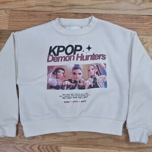 Like New Girl's Zara Cream KPOP Demon Hunters Graphic Sweater Size 8-9 Years Old